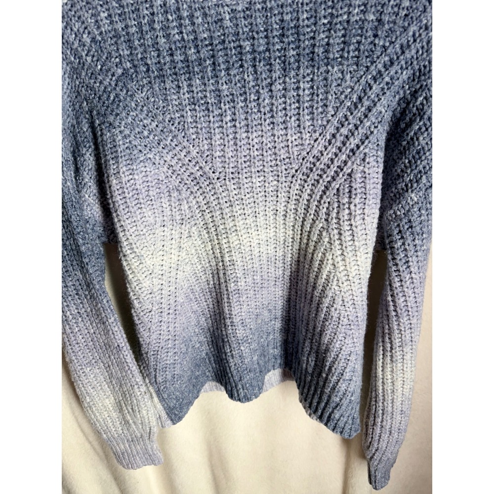 A New Day Ombre Chunky Knit Crew Neck Sweater Blue Purple Gradient Womens Medium - Picture 2 of 7